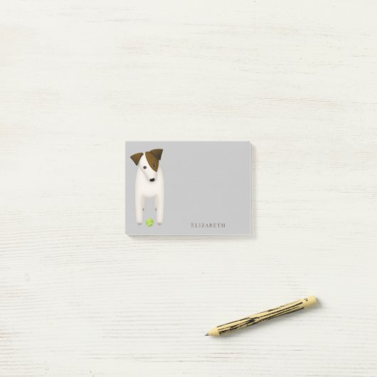 Post-it® Parson Jack Russell Terrier avec mignon inclinaiso (Sur un bureau)