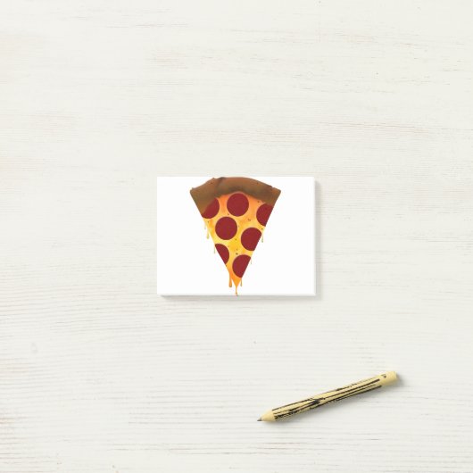 Post-it® part de pizza pepperoni fondue (Sur un bureau)