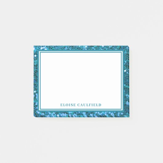 Post-it® Parties scintillant Bleue tendance Nom de la serva (Devant)
