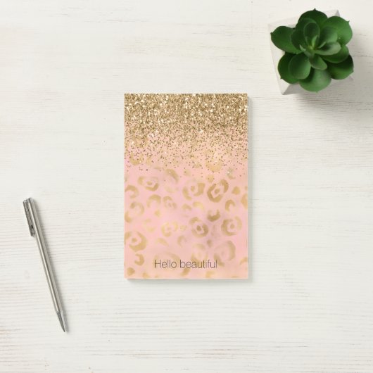 Post-it® Parties scintillant de léopard d'or Peach Girl (Bureau)