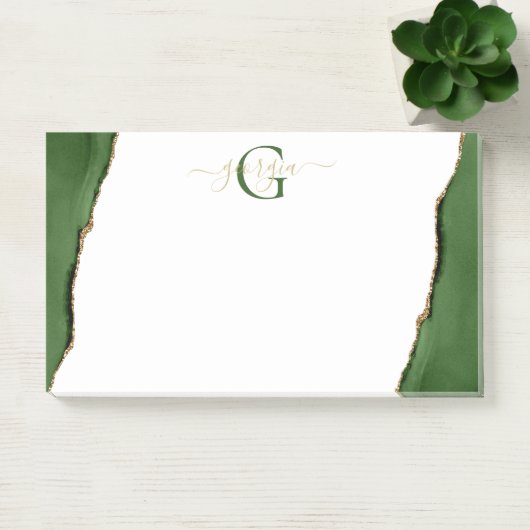 Post-it® Parties scintillant d'or et Monogramme d'âge vert (Bureau)