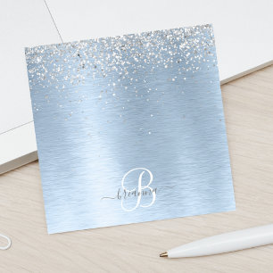 Post-it® Parties scintillant en argent brossé bleu Nom du m