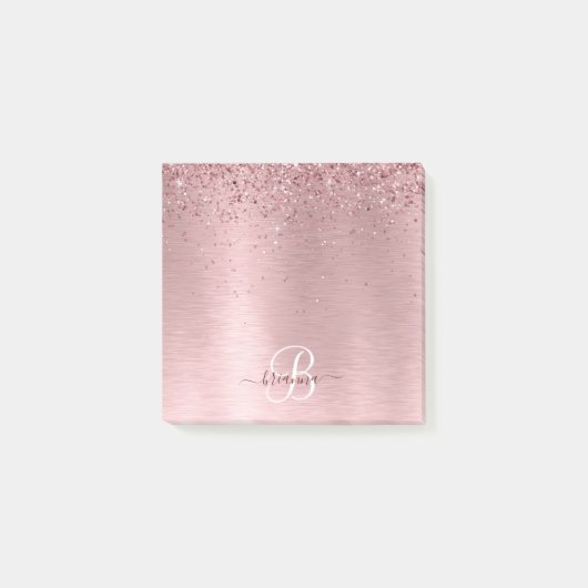 Post-it® Parties scintillant en métal brossé rose pâle Nom  (Devant)