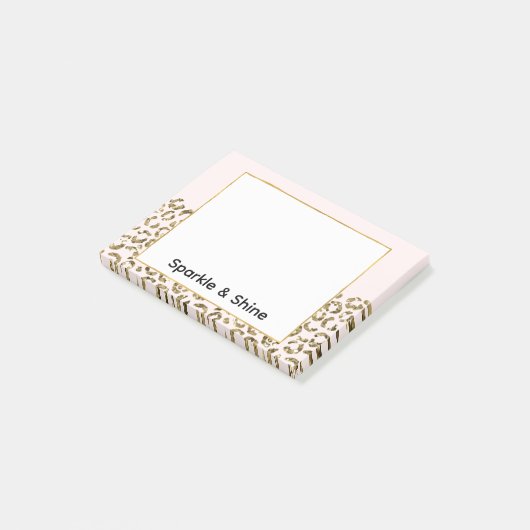Post-it® Parties scintillant en or rose pâle Leopard (Incliné)