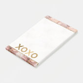 Post-it® Parties scintillant en or rose pâle XOXO (Incliné)
