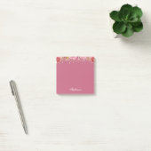 Post-it® Parties scintillant florale rose Nom personnalisé (Bureau)
