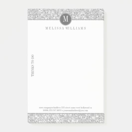 Post-it® Parties scintillant gris argent Texture et blanc (Devant)