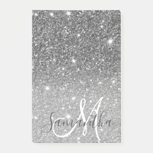 Post-it® Parties scintillant gris moderne éclabousser Nom p (Devant)
