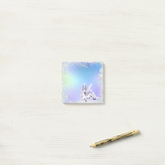 Post-it® Parties scintillant Magique Blanc Unicorne (Sur un bureau)