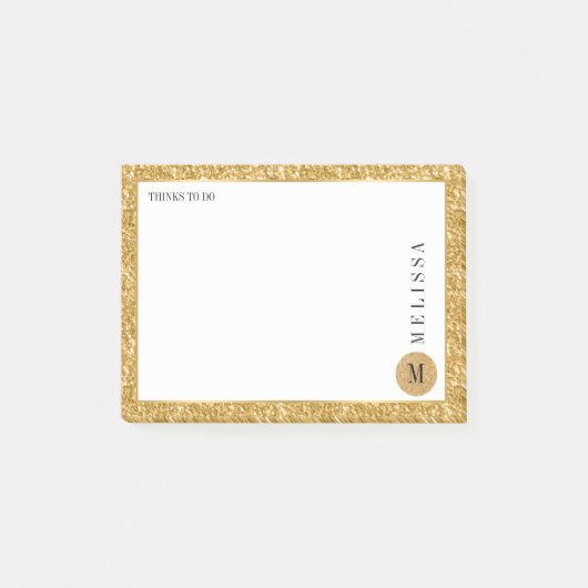 Post-it® Parties scintillant Or & Design moderne blanc (Devant)