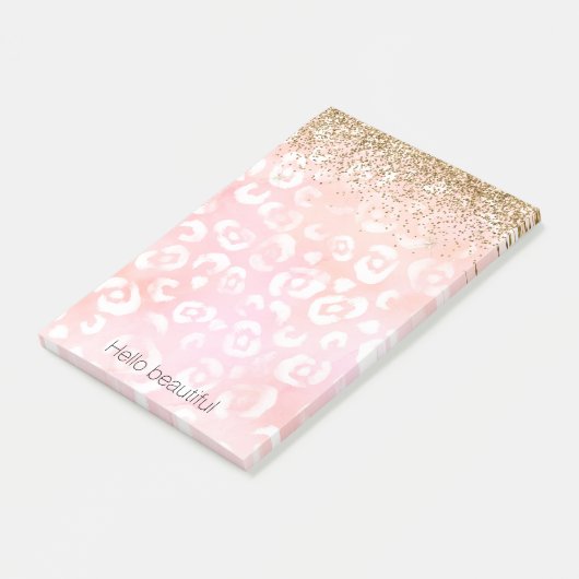 Post-it® Parties scintillant or léopard rose blanc (Incliné)