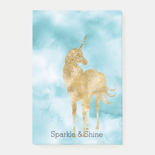 Post-it® Parties scintillant or Unicorn Aqua Aquarelle (Devant)