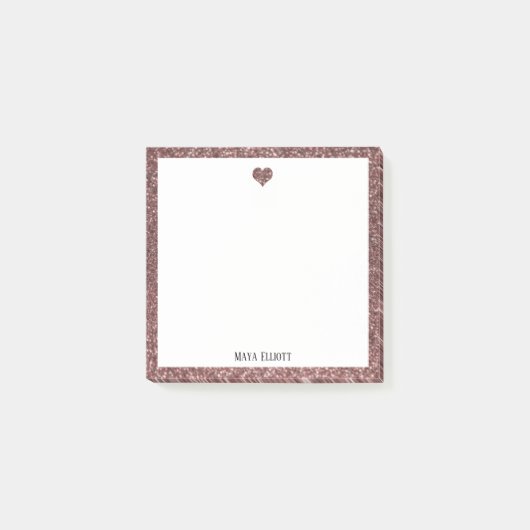 Post-it® Parties scintillant rose Gold Faux Coeur et bordur (Devant)