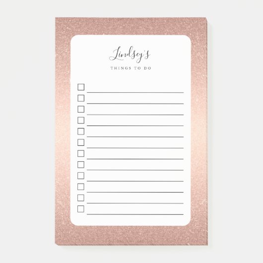 Post-it® Parties scintillant rose Gold Faux Monogramme À Fa (Devant)
