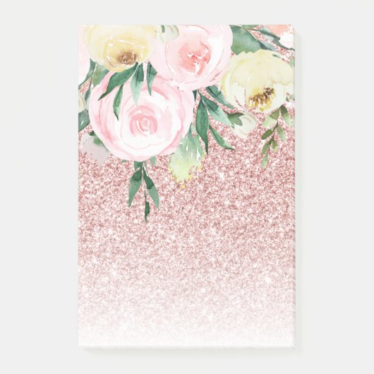 Post-it® Parties scintillant rose moderne & Fleurs pastel C (Devant)