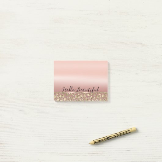 Post-it® Parties scintillant rose or glam Leopard (Sur un bureau)