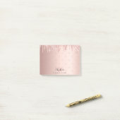 Post-it® parties scintillant rose or goutte monogramme init (Sur un bureau)
