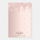 Post-it® parties scintillant rose or goutte monogramme init (Devant)