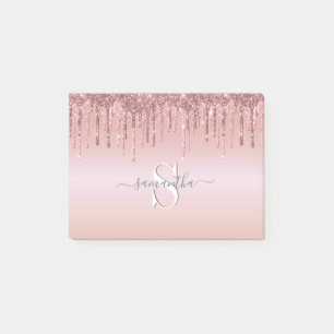 Post-it® Parties scintillant Rose Rose Gold Monogramme Nom
