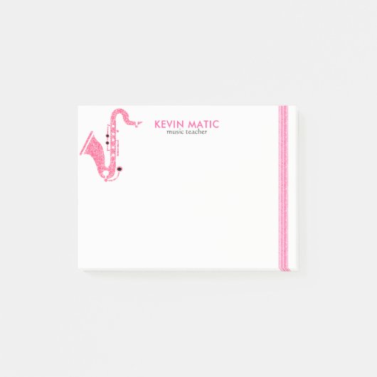 Post-it® Parties scintillant rose Saxophone Musique Modèle (Devant)