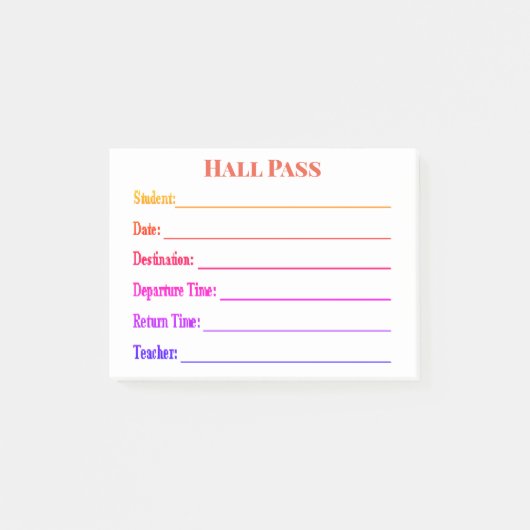 Post-it® Passe Hall colorée (Devant)