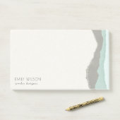 Post-it® Pastel Aqua Grey Kraft Mountain Wave Tordu Edge (Sur un bureau)