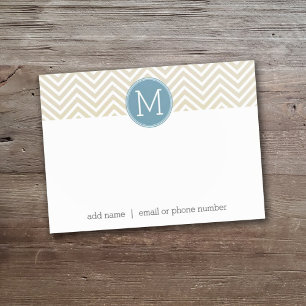 Post-it® Pastel Bleu et Chevron Monogrammes Personnalisés e