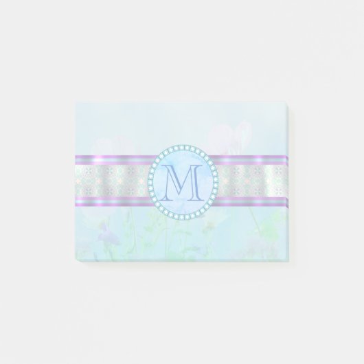 Post-it® Pastel Blue Floral Monogramme (Devant)