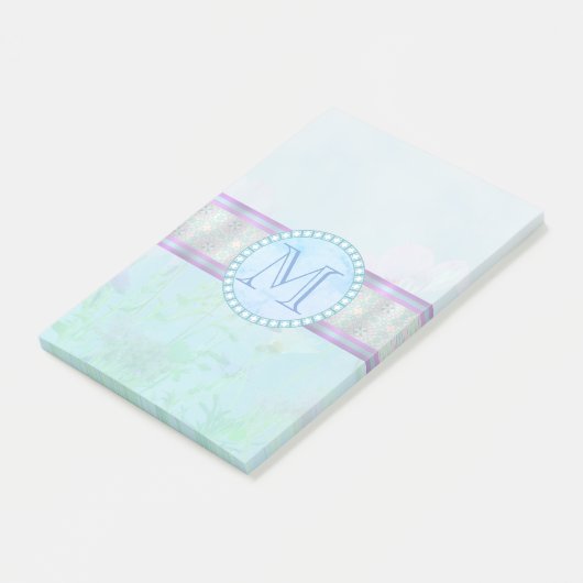Post-it® Pastel Blue Floral Monogramme (Incliné)