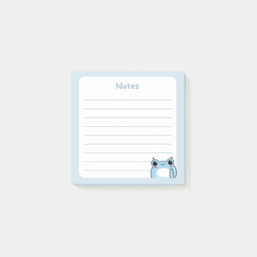 Post-it® Pastel Blue Kawaii Shy Blushing Chibi Frog (Devant)