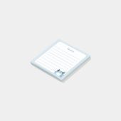 Post-it® Pastel Blue Kawaii Shy Blushing Chibi Frog (Incliné)
