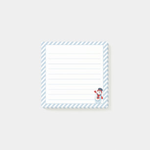 Post-it® Pastel Blue Stripes, Chic Waving Snowman