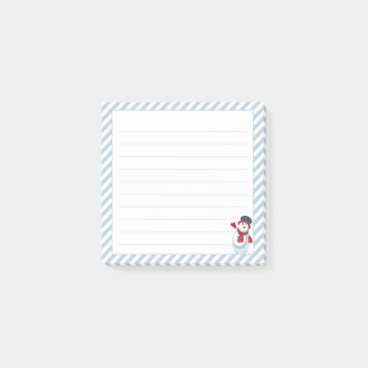 Post-it® Pastel Blue Stripes, Chic Waving Snowman (Devant)