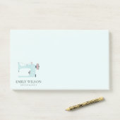POST-IT® PASTEL BLUSH AQUA BLEU ROSE SEWING MACHINE TAILEUR (Sur un bureau)