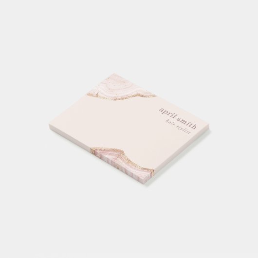 Post-it® Pastel Blush doux Rose Or Agate Marbre Texture (Incliné)