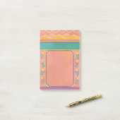 Post-it® Pastel floral rose vif mignon motif indien (Sur un bureau)