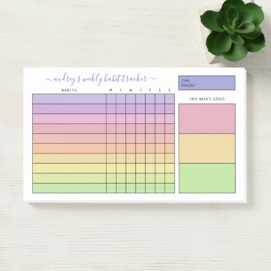 Post-it® Pastel Gradient Weekly Habit Tracker (Bureau)