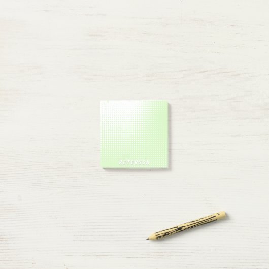 Post-it® Pastel green halftone gradient chic custom name (Sur un bureau)