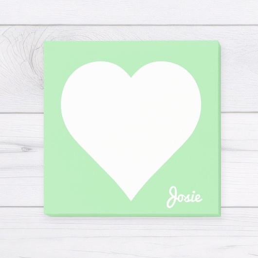 Post-it® Pastel Green Heart Stick Notes avec nom