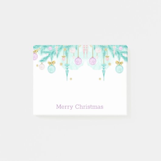 Post-it® Pastel Joyeux Noël Aquarelle de Noël Garland (Devant)