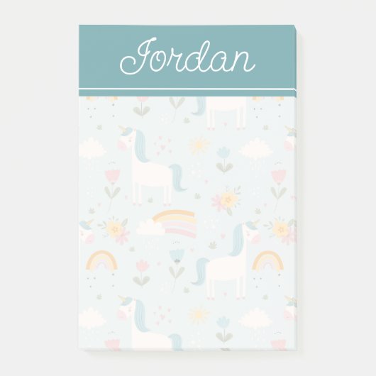 Post-it® Pastel mignon Rainbow Unicorn Motif (Devant)
