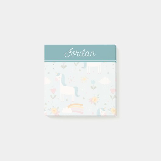 Post-it® Pastel mignon Rainbow Unicorn Motif (Devant)