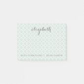 Post-it® Pastel Mint & Grey Quatrefoil Motif Nom personnali (Devant)