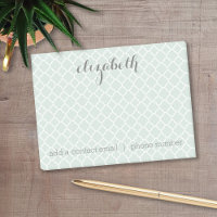 Pastel Mint & Grey Quatrefoil Motif Nom personnali