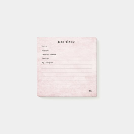 Post-it® Pastel Pink Feminine Simple Modern Monogram (Devant)