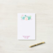 Post-it® Pastel Pink & Green Floral Bouquet Mariage (Sur un bureau)
