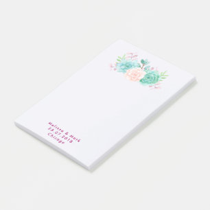 Post-it® Pastel Pink & Green Floral Bouquet Mariage