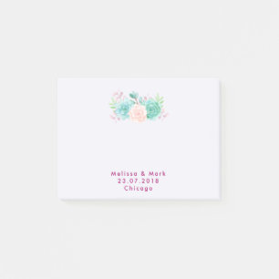 Post-it® Pastel Pink & Green Floral Bouquet Mariage