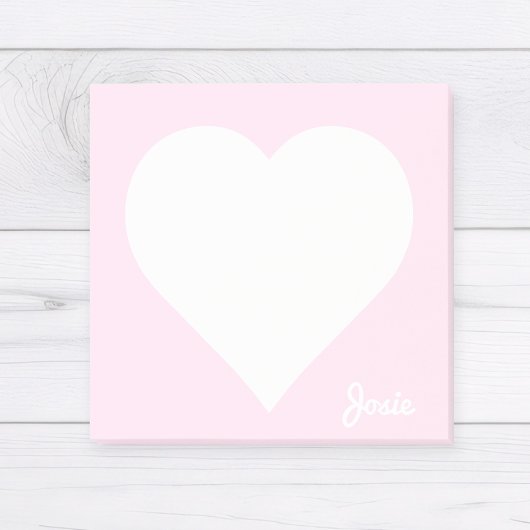 Post-it® Pastel Pink Heart Post-it Notes avec nom