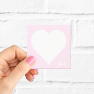 Post-it® Pastel Pink Heart Post-it Notes avec nom